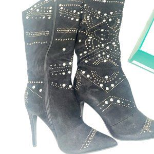Black Rhinestone Boots